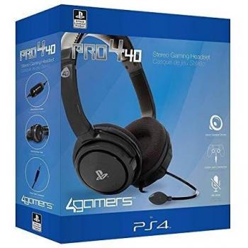 4Gamers - Pro 4-40 Auricular Estéreo Licenciado, 40Mm De Diámetro, Micrófono Flexible, Negro