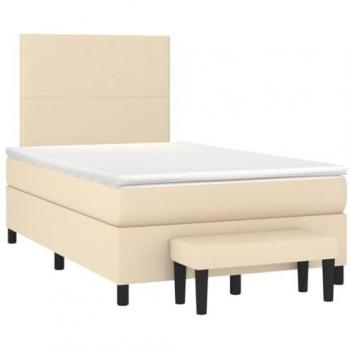 Cama Box Spring con Colchón de Tela Color Crema 120x190 cm