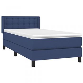 Cama Box Spring con Colchón de Tela Azul 90x200 cm