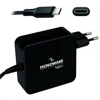Tecnoware Fuente de alimentación universal 65W - Cargador compatible con cualquier ordenador portátil equipado con puerto USB Type-C - Longitud del cable 210 cm