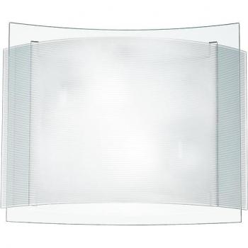 Plafón de cristal Righe blanco con 2 luces, dimensiones 35x28 cm