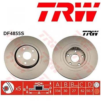 Disco de freno TRW DF4855S, delantero izquierdo, para LEXUS IS, GS, RC, ventilado, altamente carbonizado, 1 pieza
