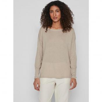 Jersey fino Vila Bella beige hombros caídos para mujer
