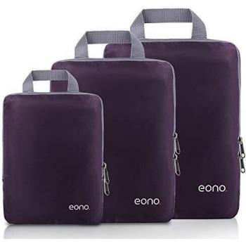Amazon Brand - Eono Organizadores de Viaje de compresión expandibles, Impermeable Organizador de Maleta, Cubos de Embalaje, Compression Packing Cubes - Gris, 3-Set