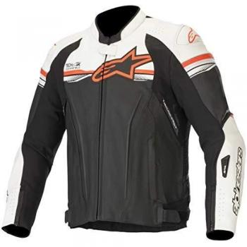 Alpinestars Chaqueta moto Gp R V2 Leather Jacket Tech-air Compatible Black White Red Fluo, Negro/Blanco/Rojo, 46
