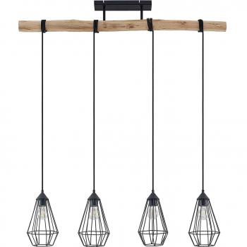 Lámpara colgante Elainy de Lindby, tipo jaula vintage en marrón, fabricada en madera con 4 luces E27, ideal para salón y comedor