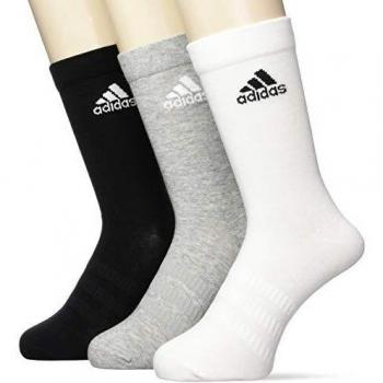 adidas Light Crew 3PP Calcetines, Unisex Adulto, Medium Grey Heather/White/Black, XS
