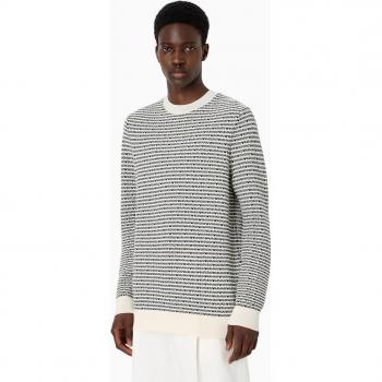Emporio Armani Men's Regular Fit Allover Logo Gray Knit Jumper