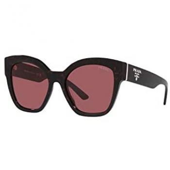 Prada Square Sunglasses for Women, Black/Red/Dark Violet, Size: 54 MM