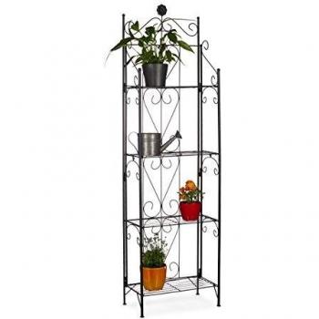 Estantería Plegable para Macetas de Metal Negro con 4 Baldas - 157 x 44 x 24 cm