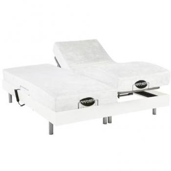 Cama Articulada Eléctrica con Colchón de Memoria de Forma y Bambú LYSIS III de NATUREA - Motores OKIN - Blanco - 2x80x200 cm