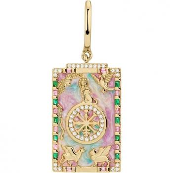 Piercing aro Carta Tarot Rueda de la Fortuna en Plata 925 con baño de oro 18k y metal nickel free