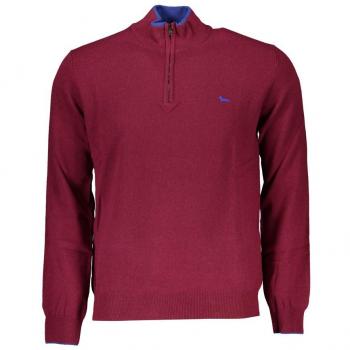 Elegant Red Embroidered Half-Zip Turtleneck Sweater - Size L