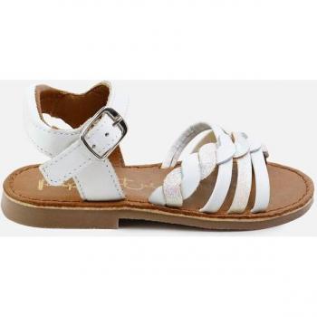 Sandalias de niña Eli 1957 en piel con trenza blanca Tuda Papanatas