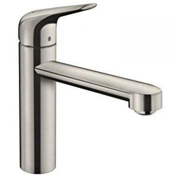 Mezclador de cocina Hansgrohe Focus M42 120 con caño giratorio 360° y acabado acero inoxidable