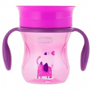 Vaso Chicco Perfecto Nena con Membrana de Silicona 360° - Rosa 200ml 12M+