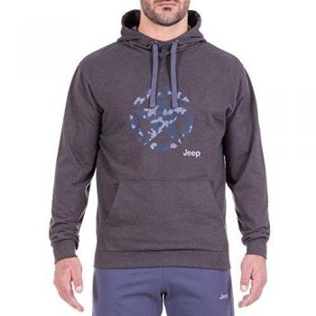 Jeep O100948-G887-S - Sudadera Ligera para Hombre, Gris Oscuro Melange/Azul Camuflaje, Talla S
