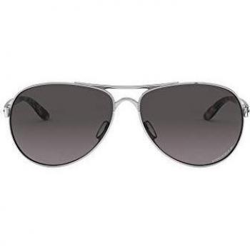 Oakley Feedback OO4079 Sunglasses - Polished Chrome Frame with Prizm Grey Gradient Lenses, Pilot Style
