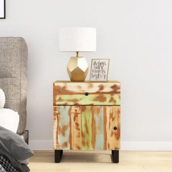 VidaXL Solid Wood Reclaimed Bedside Cabinet 50x33x60cm with Drawer and Compartment