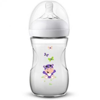 Philips Avent Biberón Natural PP 260ml con Diseño de Hipopótamo