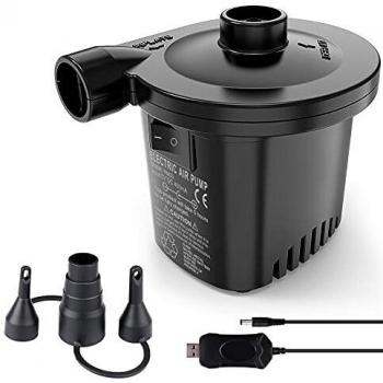 etship Bomba de Aire Eléctrica, Bomba Eléctrica Bateria Recargable, Bomba de Aire Portátil para Rápido Inflar/Desinflar, Colchones, Camas de Invitados, Piscinas Inflables o Camping,Viaje a Familia.