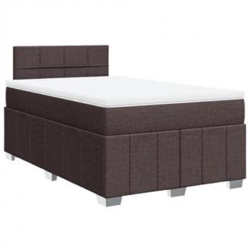 Cama box spring con colchón tela marrón oscuro 120x200 cm vidaXL449809