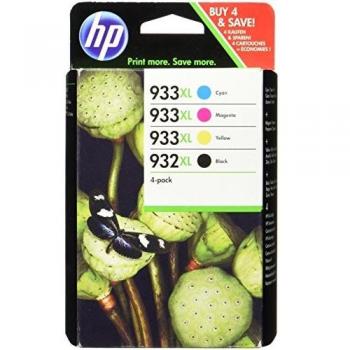 Conjunto de 4 Cartuchos de Tinta HP Originales 932XL Negro y 933XL Cian/Magenta/Amarillo, Alta Capacidad
