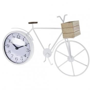 Reloj de sobremesa diseño bicicleta en metal blanco 33,5x8x23,5cm