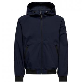 Chaqueta bomber softshell azul marino para hombre Only & Sons con capucha, talla L
