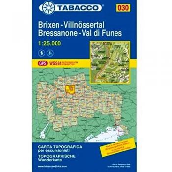Mapa Excursionista y Topográfico 030 Bressanone - Val di Funes 1:25.000
