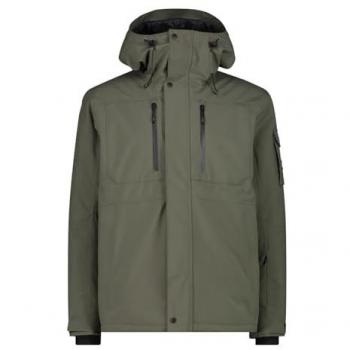Chaqueta de esquí para hombre CMP Mechanical Stretch Loose con capucha fija en color verde oliva - Talla 54