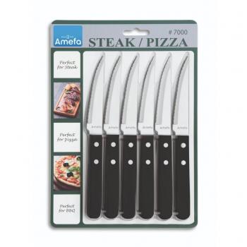 Set de 6 Cuchillos para Steak Amefa Pizza Negros Inoxidable Ecológicos y Saludables