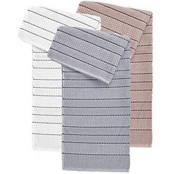 San Ignacio Ordesa Set de 3 Piezas paños de Cocina 50x70cm, Blanco, Beige y Gris, 70x50 cm