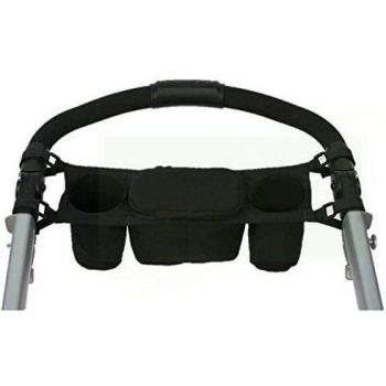 DaoRier Carrito organizador Buggy Bag universal Negro Bolso cambiador para bebé Cochecito con soporte para bebidas Taza plana
