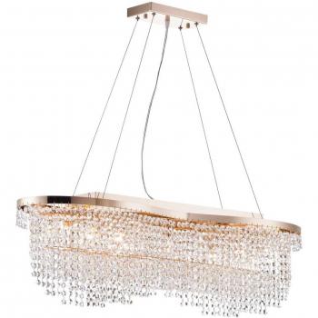 Lámpara Colgante Clásica Maytoni Toils de Metal Dorado con Cristales, 7 Luces E14