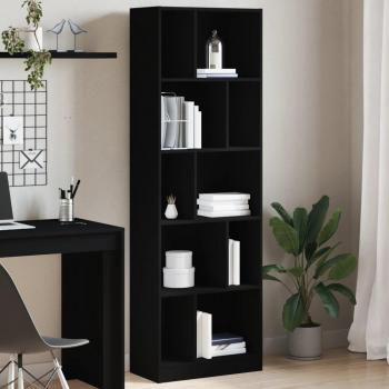 Estantería de madera multicapa negra 57x28,5x174 cm