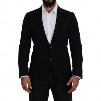 Dolce & Gabbana Black Wool Crown Slim Fit Jacket Blazer - IT44 | XS