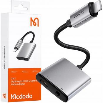 Adaptador Mcdodo 2 en 1 Lightning a Mini Jack de 3,5 mm para iPhone 13 y 14