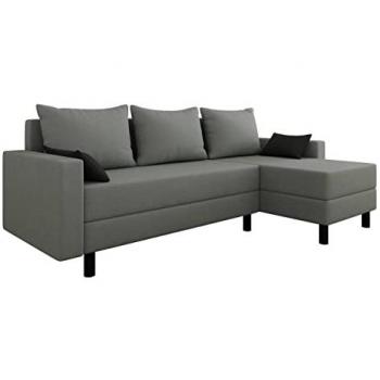 Sofá rinconero Delaware 100, sofá esquinero con función de descanso, caja de ropa de cama, dimensiones 238 x 65 x 123 cm, tapizado en Alova 10 + Alova 04