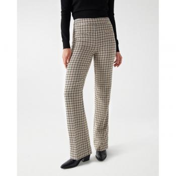 Pantalón recto de mujer a cuadros de tiro alto Salsa Jeans