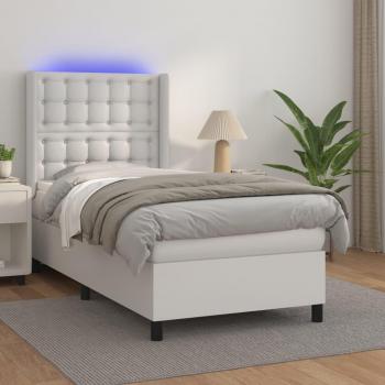 Cama box spring con colchón y LED blanco 90x200 cm