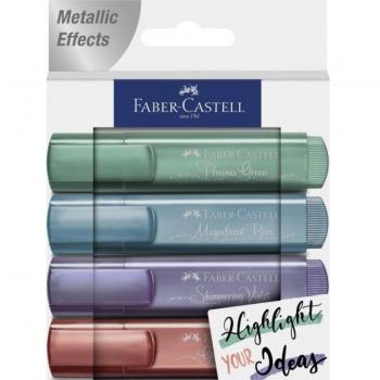 Faber-Castell Textliner 46 Metallic Highlighters, Assorted Colors, Pack of 4