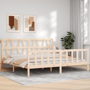 Cama solar sin colchón 200x200 cm madera maciza de pino, estructura de cama con cabecero madera maciza 200x200 cm Vidaxl Marrón