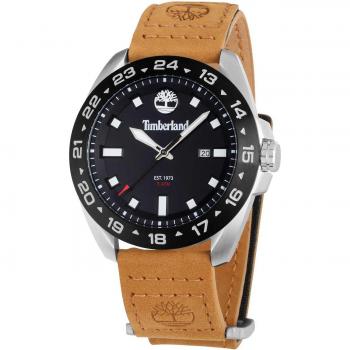 Reloj Timberland Carrigan 44mm Hombre 5ATM Dial Negro Correa Cuero Marrón
