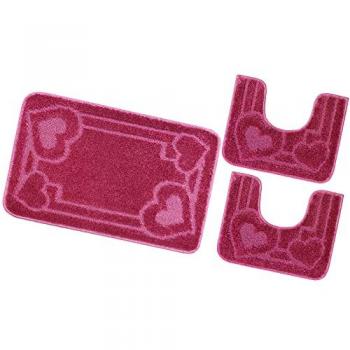 Juego de Tapetes de Baño Antideslizantes y Absorbentes 3 Piezas Color Sólido 100% Hecho en Italia - Porpora