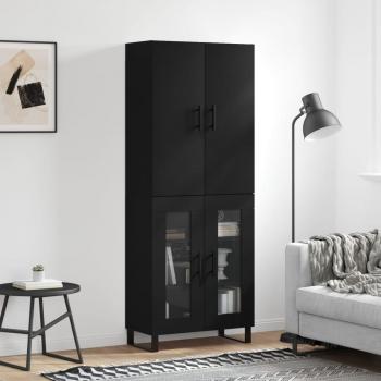 Aparador alto de madera contrachapada negro 69,5x34x180 cm