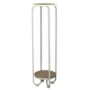 Mesita de noche con luz regulable (3 posiciones) y cargador inalámbrico 20W 3000K en color blanco madera
