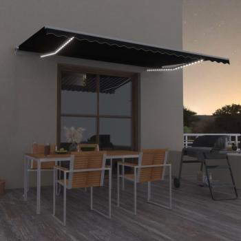 Toldo retráctil manual con LED gris antracita 500x350 cm Vidaxl Antracita