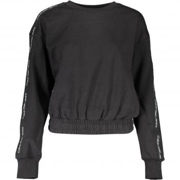 Calvin Klein Women's XL Black Embroidered Cotton Sweatshirt with Chic Contrast Details