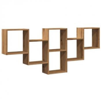 Estante de pared de madera ingeniería roble artesanal 159x18x66 cm